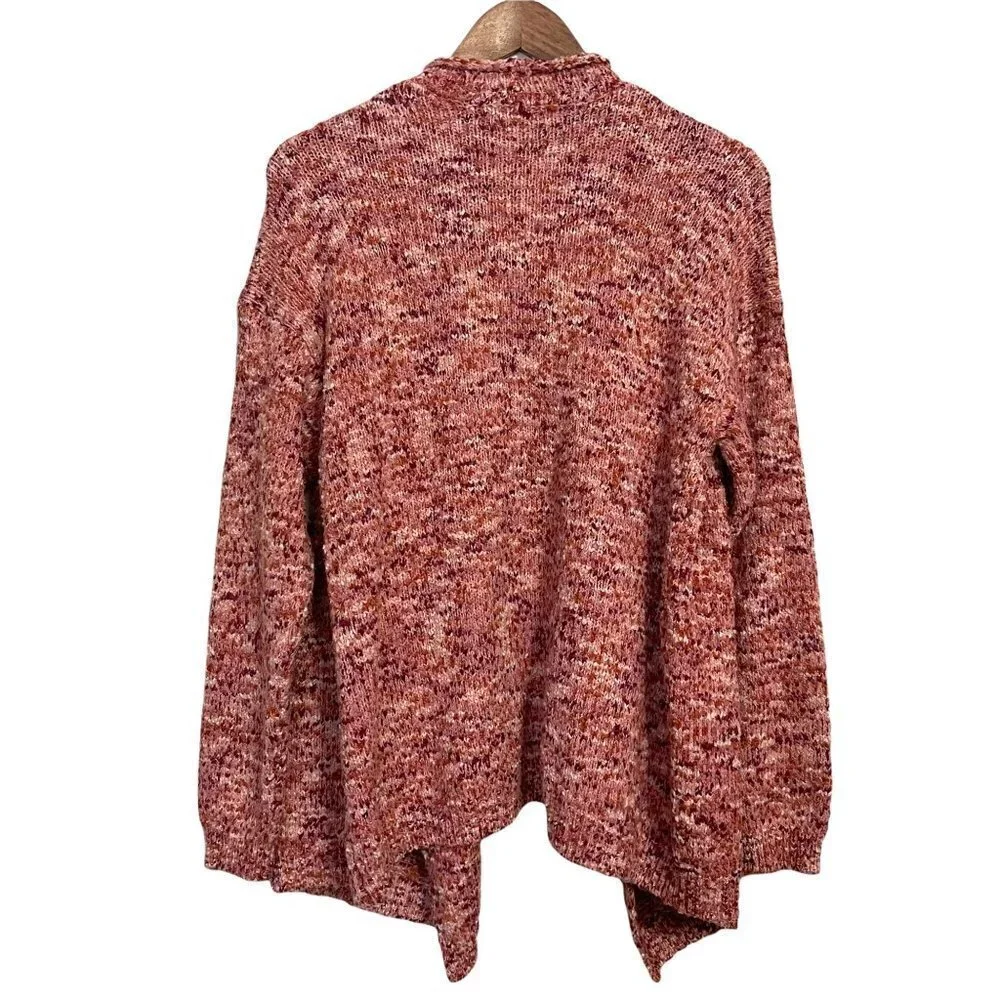 Adyson Parker Women's NWT Pink Open Chunky Knit Waterfall Cardigan Sweater Large